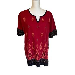 Elisabeth by Liz Claiborne Floral Beaded Top Size 2 Large Petite NWT